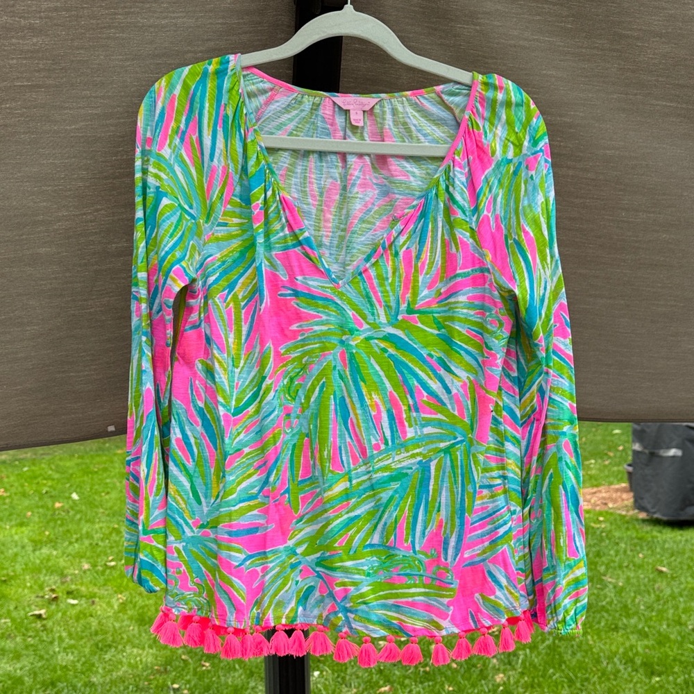 Lilly Pulitzer Pink and Green Leaf Print Tunic